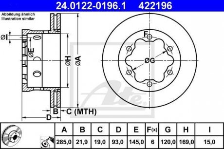 Тормозной диск (задний) ATE 24.0122-0196.1 (фото 1)