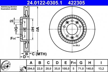 Тормозной диск ATE 24.0122-0305.1 (фото 1)
