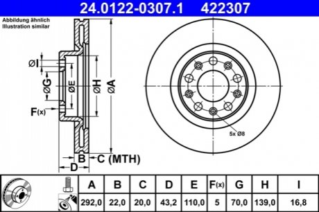 Тормозной диск ATE 24.0122-0307.1 (фото 1)