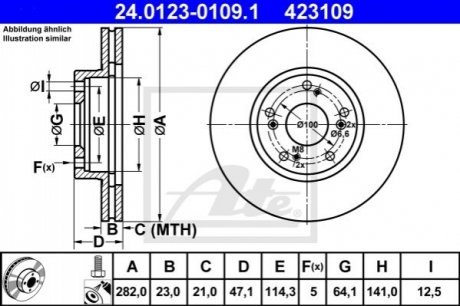 Тормозной диск (передний) ATE 24.0123-0109.1 (фото 1)