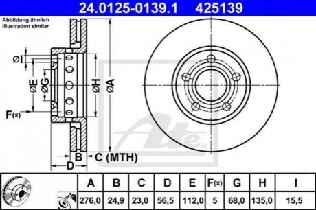 Тормозной диск (передний) ATE 24.0125-0139.1 (фото 1)