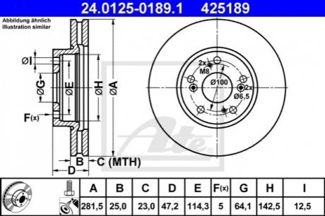 Тормозной диск (передний) ATE 24.0125-0189.1 (фото 1)
