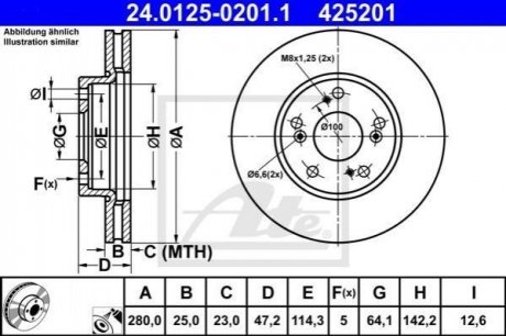 Тормозной диск ATE 24.0125-0201.1 (фото 1)