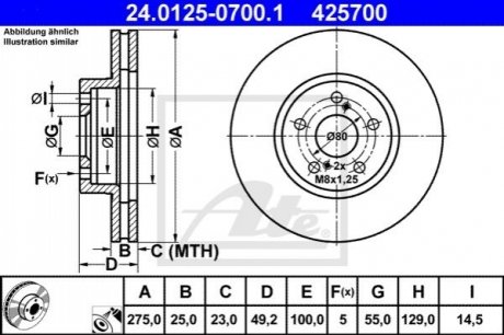 Тормозной диск (передний) ATE 24.0125-0700.1 (фото 1)