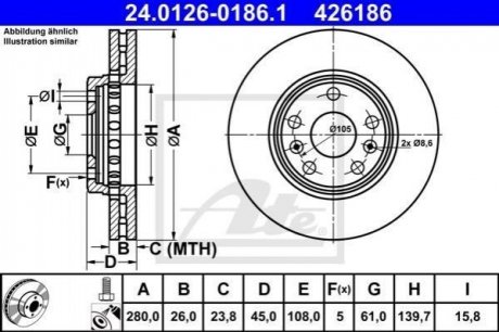 Тормозной диск ATE 24.0126-0186.1 (фото 1)