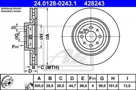 Тормозной диск (передний) ATE 24.0128-0243.1 (фото 1)