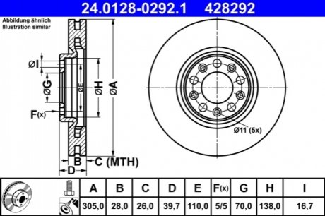 Гальмівний диск ATE 24.0128-0292.1 (фото 1)