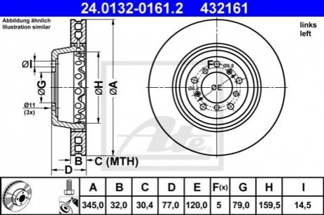 Тормозной диск (передний) ATE 24.0132-0161.2 (фото 1)