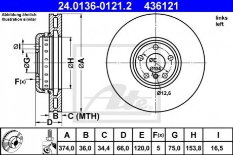 Тормозной диск (передний) 24.0136-0121.2