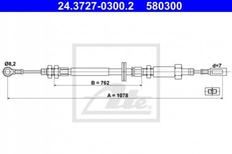 Трос ручного тормоза ATE 24.3727-0300.2 (фото 1)