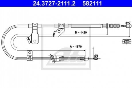 Трос ручного тормоза ATE 24.3727-2111.2 (фото 1)