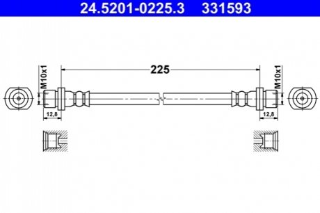 Гальмівний шланг ATE 24.5201-0225.3 (фото 1)
