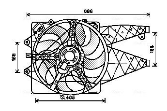 AVA ALFA ROMEO Вентилятор радіатора (з дифузором) MITO 08-, FIAT GRANDE PUNTO 05-, PUNTO 08- AL7514