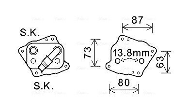 AVA BMW Оливний радіатор (без корпуса) 1 (E81), 1 (E87), 1 (E88), 3 (E90), 5 (E60), X3 (E83) BW3412