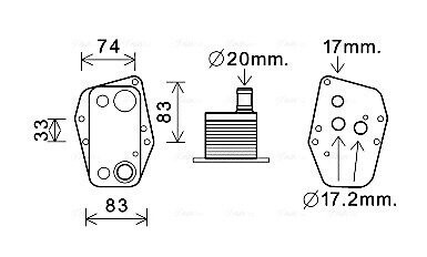 AVA BMW Оливний радіатор 1 E87, 3 E46/90, 5 E60, X3 E83 2.0d BW3555