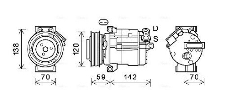 AVA CHEVROLET Компресор кондиціонера CAPTIVA 2.0-2.4 D 11-, OPEL CTK063