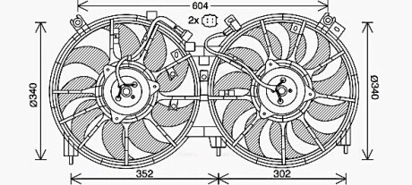 AVA NISSAN Вентилятор радіатора (2 шт) MURANO II 3.5 08-, TEANA II 2.5, 3.5 08- DN7537