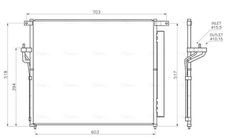 AVA FORD Радіатор кондиціонера (конденсатор) з осушувачем Ranger 2.2/3.2TDCi 11- FD5706D