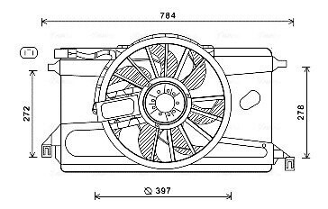 AVA FORD Вентилятор радіатора (дифузор в зборі) C-MAX, FOCUS II FD7561