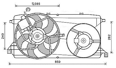 AVA FORD Вентилятор радіатора (дифузор в зборі) TRANSIT TOURNEO 2.2 06-, TRANSIT 2.2 06- FD7580