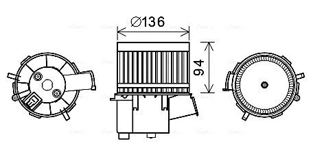 Вентилятор обігрівача салону Fiat 500 (08-)/Ford KA (08-16) (FT8448) AVA FT8448