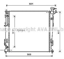 Радиатор охлаждения двигателя Kia Sportage (10-15) 2,0d 6AT (KAA2214) AVA