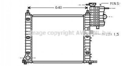 Радиатор охлаждения двигателя MB Vito V638 2,0i 2,3i 2,2d MT (MS2213) AVA