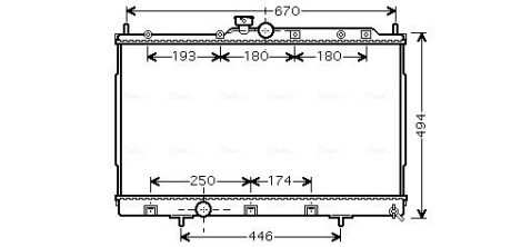 Радиатор охлаждения MITSUBISHI OUTLANDER (CU2, 5W) (03-) (аналог MTА2183) (пр-во AVA) MT2183