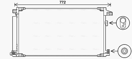 AVA TOYOTA Радіатор кондиціонера (конденсатор) з осушувачем PRIUS 1.8 Hybrid 15-, LEXUS TO5741D