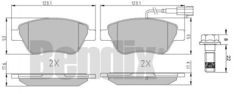 КОЛОДКИ ТОРМОЗНЫЕ FIAT FIORINO 07> ПЕРЕД 1-ДАТЧИК 510912