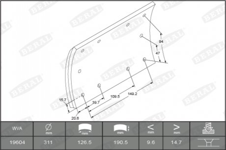 Гальмівні накладки Beral KBL19604.0-1550 (фото 1)