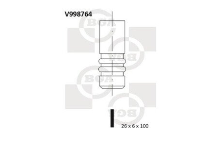 Клапан впуск. BMW 3(E46/E90)/5(E39/E60)/X3(E83) (M57/M47…) (26x6x100) V998764