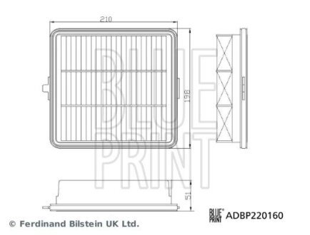 BLUE PRINT HYUNDAI Повітряний фільтр KONA (SX2) 1.6 T-GDi 23- ADBP220160