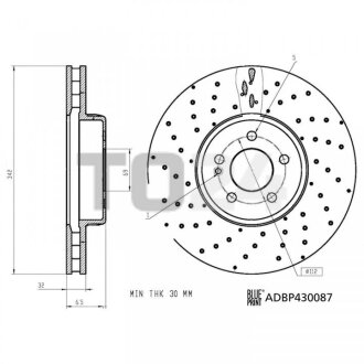 BLUE PRINT DB диск гальм. передній (342мм) W205/W213 ADBP430087