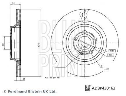 BLUE PRINT DB Гальмівний диск задн. GLE (V167, C167) GLS (X167) ADBP430163