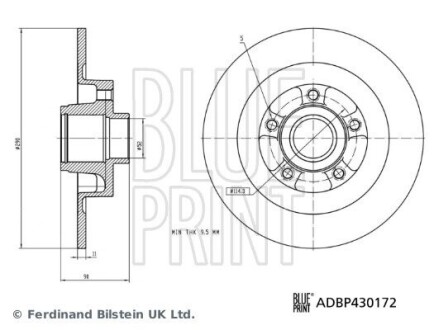 BLUE PRINT RENAULT Гальмівний диск з підшипником колеса, з кільцем датчика ABS ESPACE V (JR_) 1.6/1.8 15-23 ADBP430172