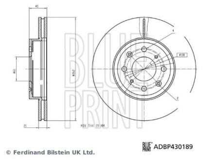 BLUE PRINT HONDA  Диск гальмівний передн. JAZZ V (GR_) 1.5 eHEV ADBP430189