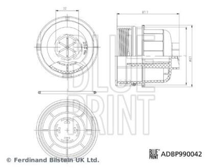 BLUE PRINT FIAT Кришка корпуса оливного фільтра DOBLO Автобус (263_) 1.6 D Multijet (263AXD1B, 263AXX1B) 10-,  ALFA ROMEO 159 (939_) 1.8 09-12 ADBP990042