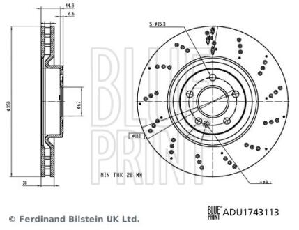 DB диск гальмівний перед. W177/W247 BLUE PRINT ADU1743113 (фото 1)