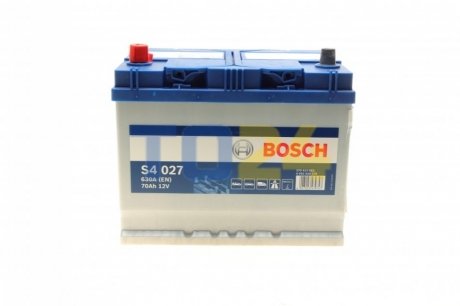 Акумулятор   70Ah-12v BOSCH (S4027) (261x175x220),L,EN630(Азія) 0092S40270