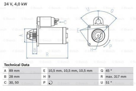 Стартер BOSCH 0 986 021 000 (фото 1)