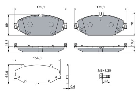 BOSCH DB Колодки гальм. передні W205, W213 0986460129