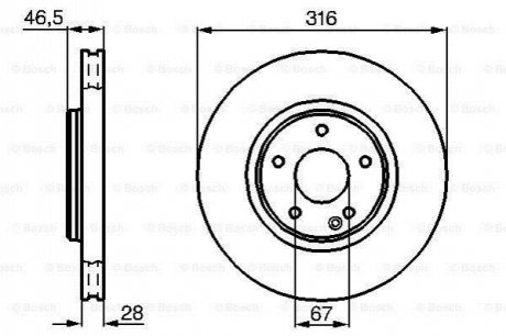 BOSCH Тормозной диск перед.(вентил.) DB W210 3,2-5,0 (316*28) 0986478625