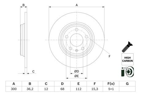 Гальмівний диск AUDI/VW A4/A6/A8/Q5 \'\'F D=318mm \'\'15>> 0986479E33