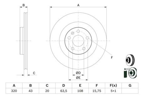 BOSCH диск гальм. задн. VOLVO S60 20- 0986479E87