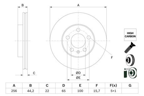 BOSCH диск гальм передн. VW Polo 17- 0986479F32