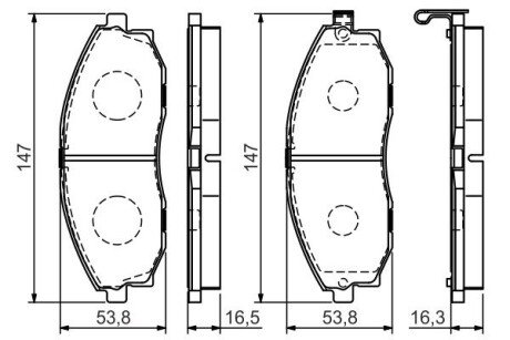 HYUNDAI Тормозные колодки передн. H-1 97- BOSCH 0986495065 (фото 1)