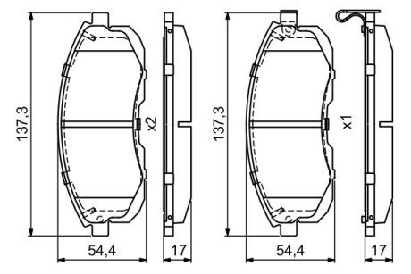 BOSCH NISSAN Тормозные колодки передн.Tiida 04-,Juke 14-,Maxima QX 0986495379