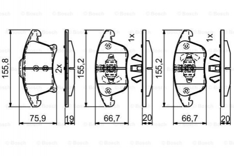 BOSCH FORD Колодлки торм. пер. Mondeo 14-, Galaxy, S-Max 15- 0986495407