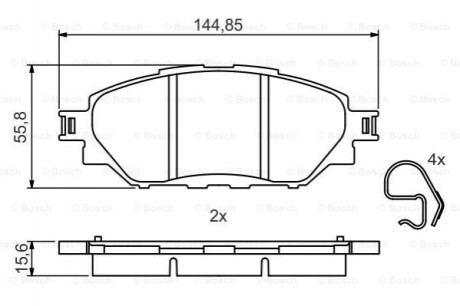 Колодки гальмівні (передні) Toyota Hilux 05-/Fortuner 04-15 0986495425